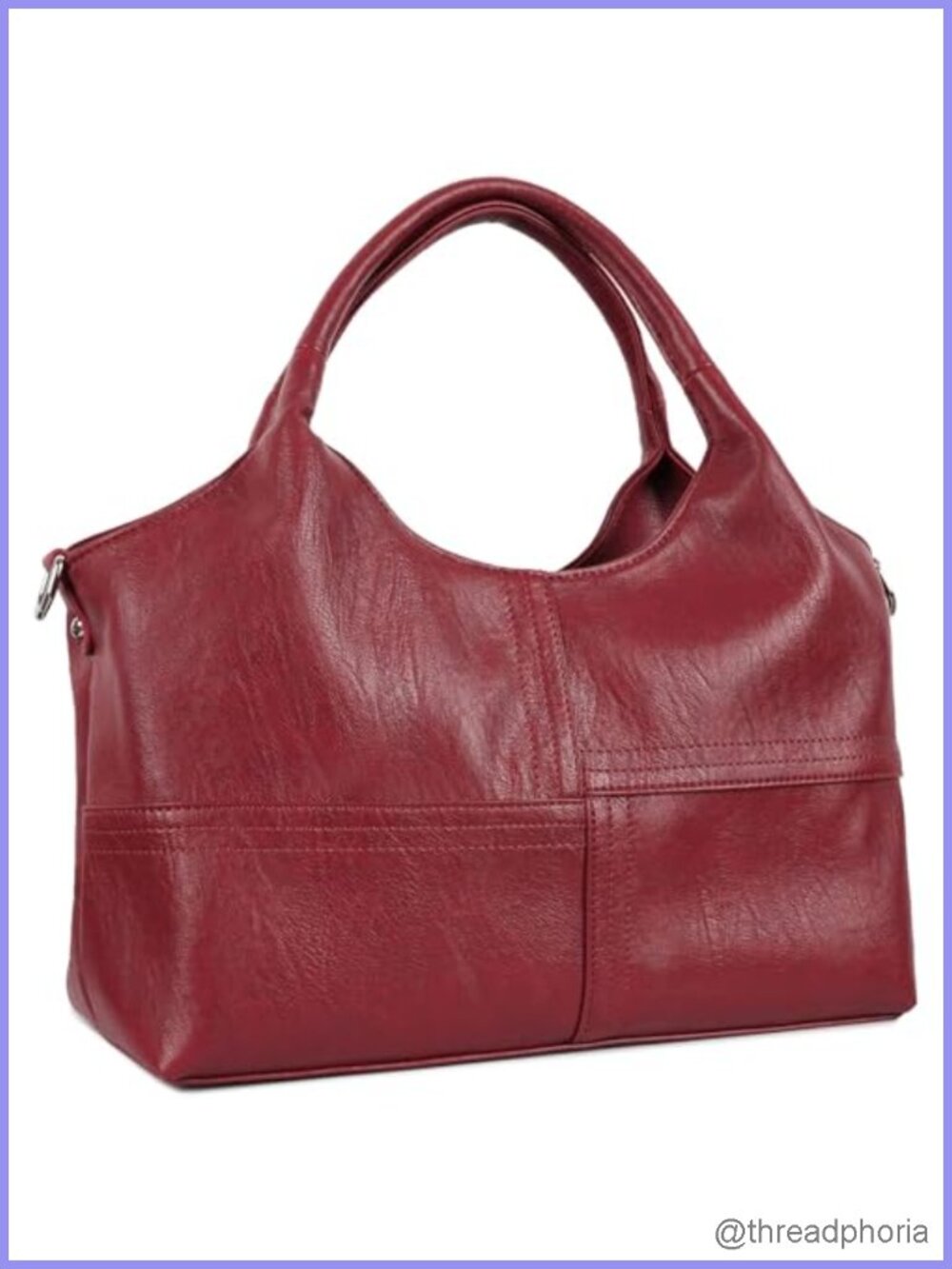 Vegan Leather Hobo Tote Bag with Detachable Satchel Strap for Women
